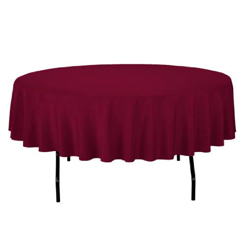 LinenTablecloth 90-Inch Round Polyester Tablecloth Burgundy