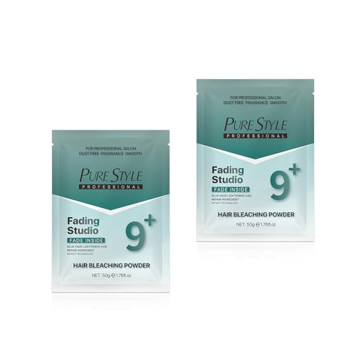 PURESTYLE 2Packs(100g) Professional Ammonia-Free Hair Bleach Powder, Over 9 Levels Blue Fade Technology, Dust-Free & Fragrance Formula Fading Powder, Gentle Quick Bleach Lightener for Hair (2packs)