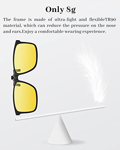 Image of LUFF Polarized /Night Vision Clip on Sunglasses /Myopia Glasses for Driving Black-Yellow