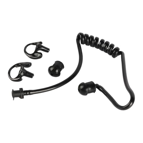 Tiardey Luftakustikschlauch, Spule, Audioschlauch mit weicher Ohrmuschel aus Silikon, Ohrpassstück für Funkgeräte, verdeckter Ohrhörer, Walkie-Talkie-Headset-Kit, Schwarz