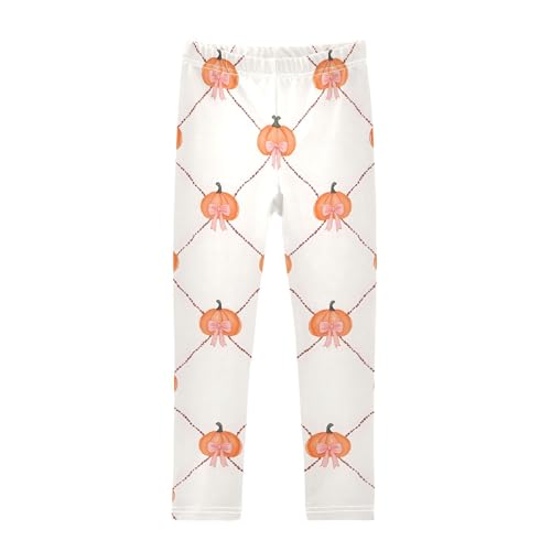 Pink Bow Pumpkin Girls Leggings Soft Stretch Workout Yoga Dance Pants for Kids Casual Tights