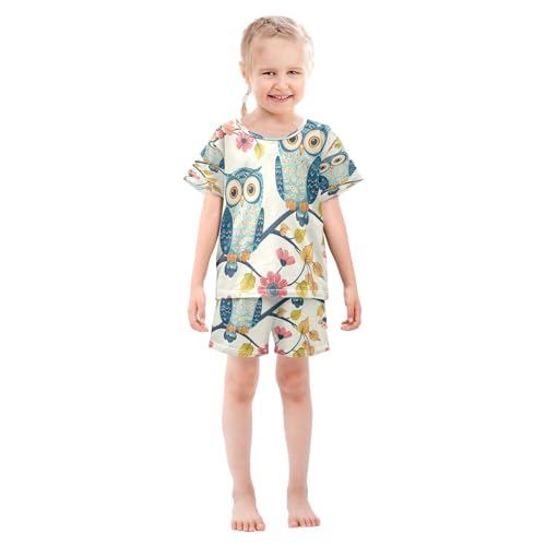 Owl(87) Kids Pjs Set Boys Girls Summer Short-Sleeve Sleepwear Pajamas 2PCS3