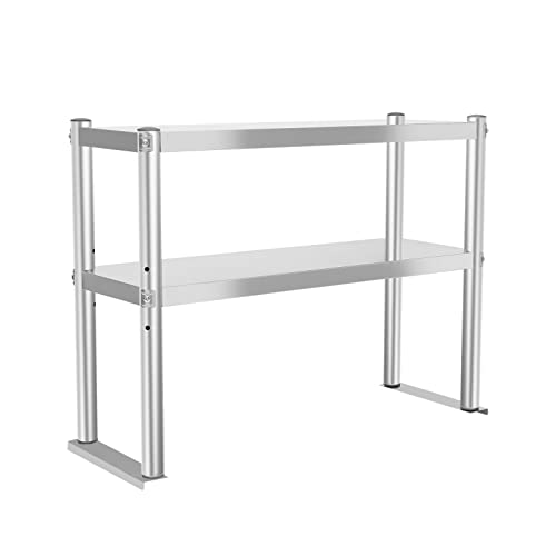 Bulelula Double Overshelf, Double Tier Stainless Steel Overshelf, 12â€ x 30â€ Commercial 2 Tier Shelf for Prep & Work Table in Restaurant, Home and Kitchen (12â€ x 30â€)
