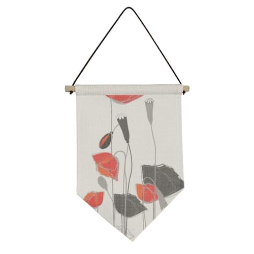 Toile drapeau suspendu fleurs rouges art line peinture maïs art mural déco