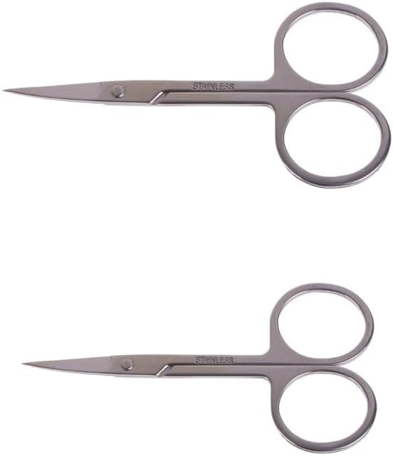 2pc Stainless Steel Beauty Makeup Mini Small Scissors Size Eyebrow Nose Hair Manicure Pedicure Shears Cosmetics Tool (4.5 inch)