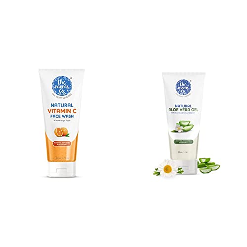 Image of The Moms Co. Multi-Purpose, Natural & Chemical Free Aloe Vera Gel with Vitamin E & Pro Vitamin B5 for Face, Skin, Scalp & Hair-200 Gm & Vitamin C Face Wash 80 ml