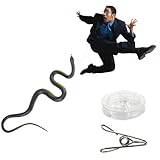 Morofme Snake Prank with String Clip Snake on a String Prank Clip on Snake Prank Realistic Snake Prank for Golf Fake Snake with String and Clip Realistic Rubber Snake Toy for Keep Birds Away