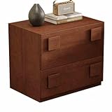 YHWKGZ Mesita de Noche de Madera Maciza, mesita Noche con riel Deslizante silencioso de Metal, mesita de Noche para dormitorio con Esquinas redondeadas anticolisión y manijas Exquisitas(Brown,19.7x15.