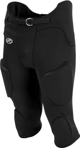 El Mejor Listado de Ropa de Fútbol americano para Niño - los preferidos. 44 Rawlings Sporting Goods - Pantalón de Juego Integrado Ligero para niños, Negro, X-Large