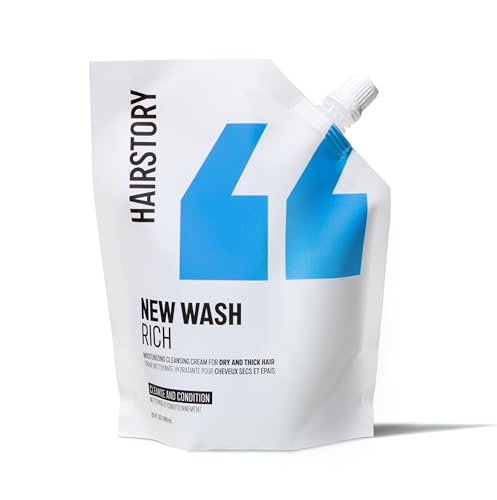 Hairstory New Wash (RICH) Hair Cleanser & Conditioner, 20oz Pouch, Extra Moisturizing, Improves Softness, Natural Ingredients, Protects Color & Eliminates Frizz, Sulfate & Paraben Free
