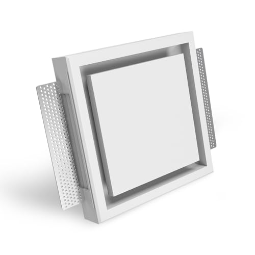 Ergovent KVADRO-125 - Salida de ventilación cuadrada sin marco - Válvula de disco de 125 mm con imán - Difusor pintable - Diseño moderno y casi imperceptible, fácilmente adaptable al diseño interior