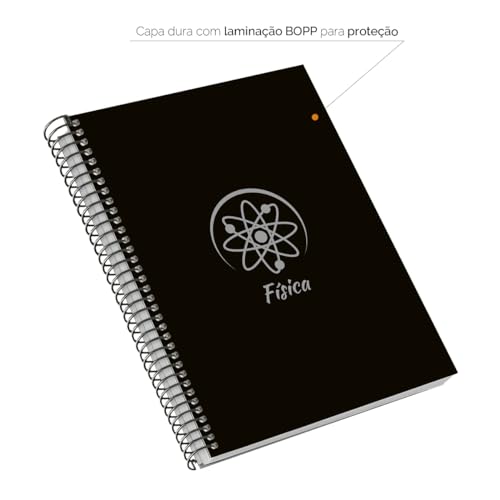 Caderno Universitário Espiral 10 Matérias Profissões Física (Preto e Prata)