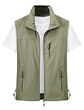 Gihuo Men's Golf Lightweight Photo Vest Fishing Travel Safari Vest Softshell Causal Sleeveless Jacket Outerwear(Khaki-XXL)