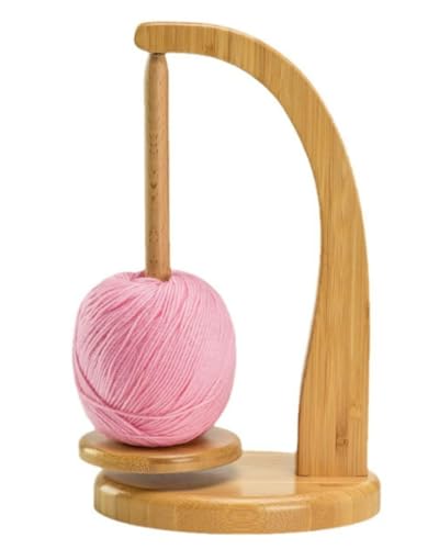 ZMShenMa Wooden Rotatable Spool Holder High-Performance Magnetic Hand Woven Yarn Holder Wooden Yarn Shaft Rotating Tool (Natural)