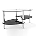 Ryan Rove Orion - Oval Two Tier Glass Coffee Table - Coffee Tables for Living Room, Kitchen, Bedroom and Office - Glass Shelves Under Desk Storage - Clear and Black Glass