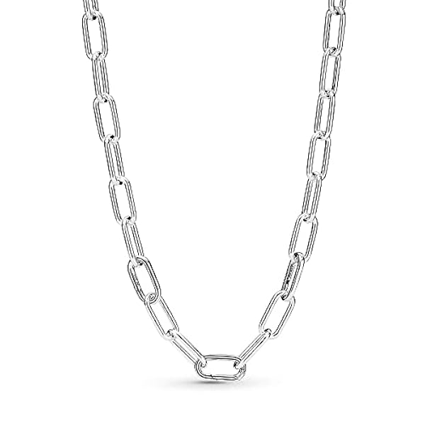 PANDORA ME - Collar de cadena de eslabones en plata de ley para dijes de medallón, 45 cm