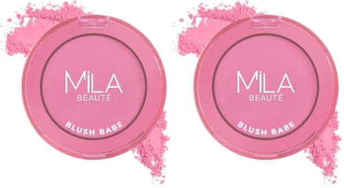 Image of MILA BEAUTE Blush Babe Powder Blush | Matte Finish Long-Lasting Pigment | Easy to Blend | Non-Drying With Rosehip Oil, Jojoba Oil and Vitamin E | Shade - (Candy Pink 5g) (Pack of 2)