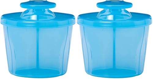 Image of Dr. Brown's Baby Formula Dispenser with Snap-On Lid for On-the-Go Feedings,Milk Powder Dispenser for Traveling with Infant,Blue (Pack of 2)