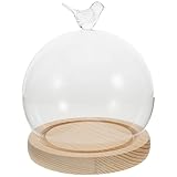 Cloche en verre sous dôme pour plantes – le socle en bois ajoute une touche de romantisme et offre une base stable et sécurisée à votre décoration