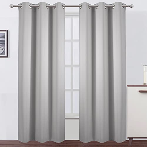 Image of LEMOMO Blackout Curtains 42 x 84 inch /Light Grey Curtains Set of 2 Panels /Thermal Insulated Room Darkening Bedroom Curtains