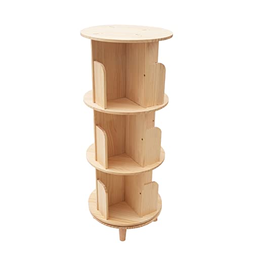 Ocasami 3 Tier Rotating Bookshelf 360 Display Floor Standing Shelves Bookshelf Book Storage For Kids&Adults, Wood Bookshelf Organizer, Cornerbookshelf, Space Saving(40"X18"X18") #TOP3