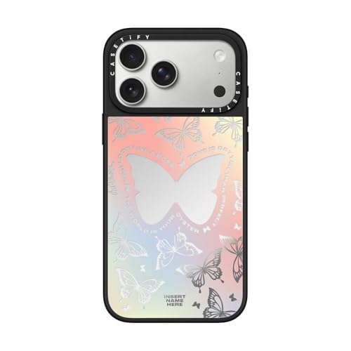 ミラー iPhone 17 Pro Max用 ケース You Give Me Butterflies シルバーオンブラック