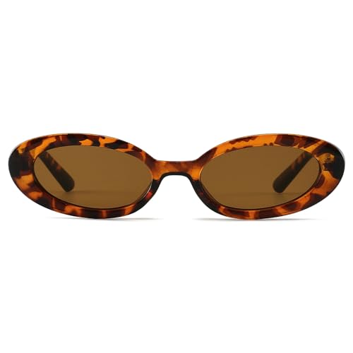 LJCZKA Retro Oval Small Frame Sunglasses for Women and Men, Vintage Tiny Oval Sunglasses Fashion Shades UV400 Protection - Image 3