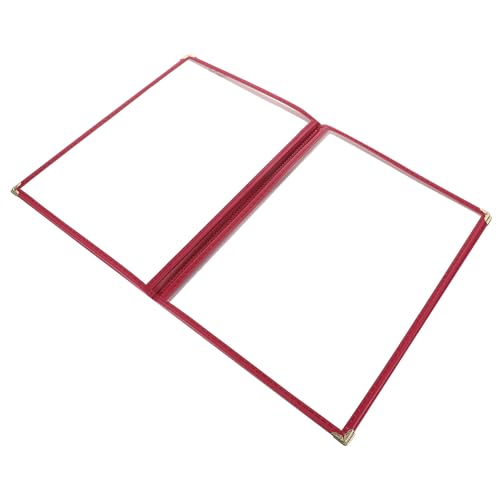 UKCOCO Couverture de Menu en PVC Rouge Transparent A4 4 Pages Réutilisable Imperméable pour Café Restaurant Support pour Liste de Prix et Livre Cuisine