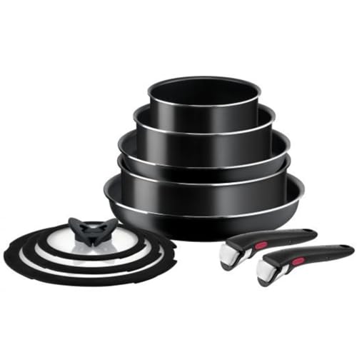 Tefal Ingenio L1549042 Easy Cook & Clean 10pcs Non-Stick Frying Pans & Saucepans CookwareSet, Black
