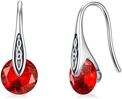 July Birthstone Earrings Sterling Silver Celtic Knot Dangle Drop Earrings for Sensitive Ears Cubic Zirconia Irish Jewelry Valentine's Mothers Day Birthday Gifts for Women Girls Girlfriend Wife