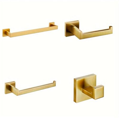 Kit Acessórios Banheiro Aço Inox 304 Luxo 4 Peças Cor Dourado - Brinovar