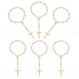 Hicarer 6 juegos de rosario de bautizo, mini rosario de bautizo, centros de mesa para fiesta en mesa, bautizo, comunión, bodas, recuerdos de fiesta (dorado)