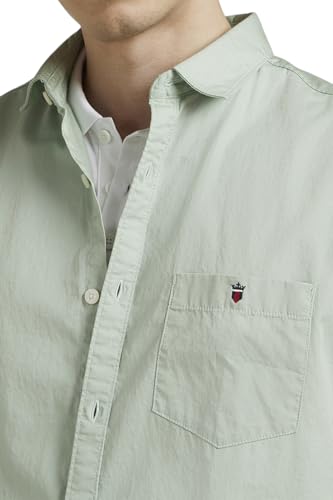 Image of Louis Philippe Men's Cotton Slim Fit Over Dyed Color Depth Comfortable and Durable Soft Handfeel Full Sleeve Solid Casual Shirt