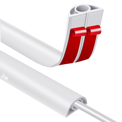 Passe Cable Sol Cache Fil Électrique Sol Auto-Adhésif 3M Petit Canal de câble Flexible pour Le Bureau, Le Concert, etc. Protection des Fil électrique et Prévention...