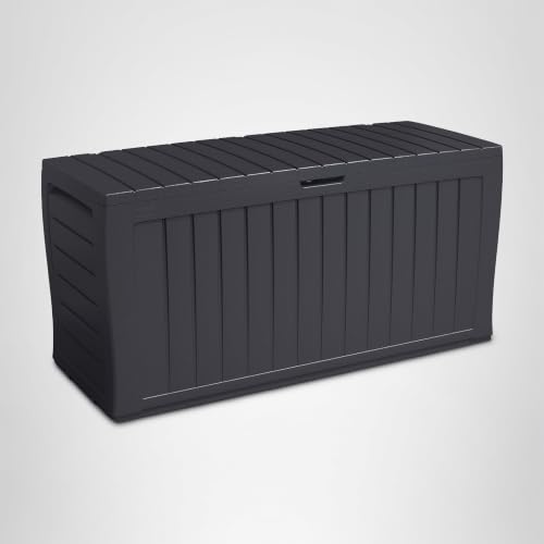 Keter Marvel Plus Aufbewahrungsbox, 270L Fassungsvermögen, wetterfest & langlebig, Sitzgelegenheit für 2 Personen, Grau, ideal für Garten, Terrasse & Balkon