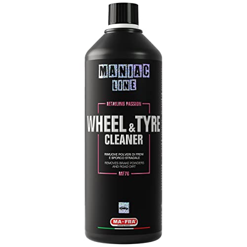 Mafra, Maniac Car Detailing Line, Wheel & Tyre Cleaner, 33.8 oz, 2in1 Cleaner, Removes Brake Dust and Road Dirt from Alloy Wheels and Rubber