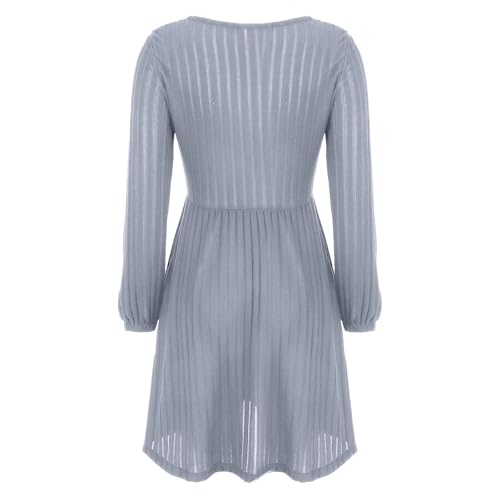 Robe longue en tricot chaud avec poches intégrées et manches longues - 3