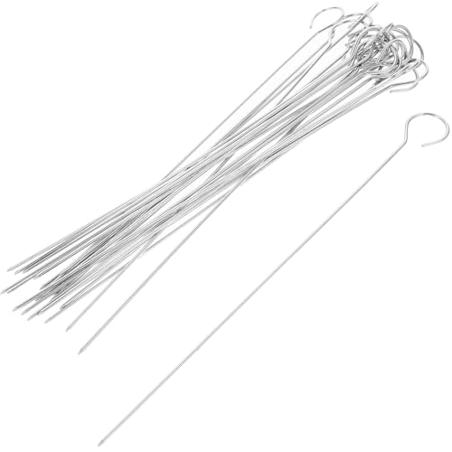 Veemoon 25 Stück Edelstahl Grillspieße 18Mm X 20cm Wiederverwendbare Schaschlikspieße Metallspieße für Grillen Hitzebeständig und Formstabil für BBQ Picknick und Grillrestaurant
