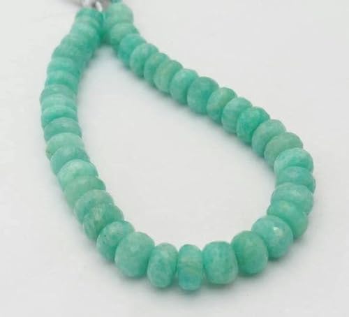 Perles amazonite facettées de forme rondelle vert azur en fil de 20cm