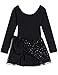Arshiner Girls' Classic Long Sleeve Sequins Tutu Dress Leotard Black 130(Age for 4-5Y)