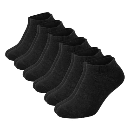Women Ankle Socks No-Show – Lightweight Black, 6 Pairs