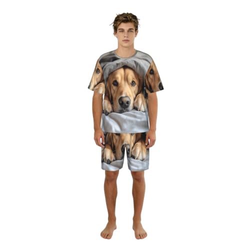 KFKFKLOL Golden Retriever Under Gray Blanket, Sleeping Men’s All-Over Print
