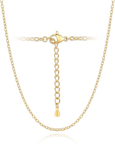 Silvora Chaine Or Femme Fine 2,5mm en Acier Inoxydable 70+5cm Réglable Collier Chaîne Plaqué Or Femme Chaine Doré Maille Forçat Rolo pour Pendentif Bijou...