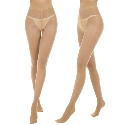 Image of Shiny Pantyhose for Women High Waist Silk Oil Shimmer Sheer Tights