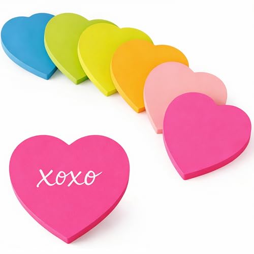 Heart Sticky Notes - 6 Pads Valentines Gifts | Valentines Party Favors Supplies for Women - Post...