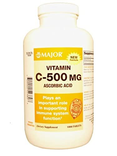 Major Vitamin C-500 mg Ascorbic Acid - Vitamin C Tablets - Dietary Supplement - 1000 Tablets
