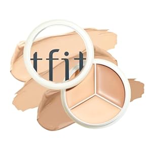 TFIT Multi-Use Pot Concealer – Triple Palette | High-Pigmented, Full Coverage & Crease-Proof | Korean Concealer for Dark Circles, Redness & Blemishes (01 Neutral, 0.52 Oz)