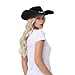WQWOVRVO Cowboy Hats for Women/Mens Straw Wide with Felt-Fedora Brim Western Cowboy Hat for Womens (US, Alpha, One Size, A-Black)