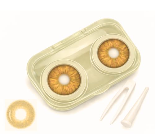 Contact Lens Storage Case Kit, Multi-Colored Travel Case with Tools, Fashion Cosmetic Lens Organizer (Honey/Hazel)