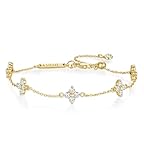 ASHINE Dainty Colver Bracelet - Hypoallergenic 14K Gold Plated Non Tarnish Bracelet, Adjustable Slider Stackable Bracelet with Cubic Zirconia, Trendy Charm Jewelry for Women
